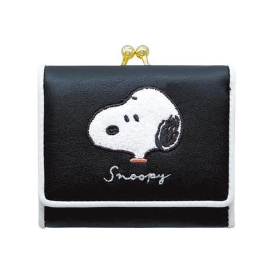 Snoopy Tri-fold Wallet with Patch, Black