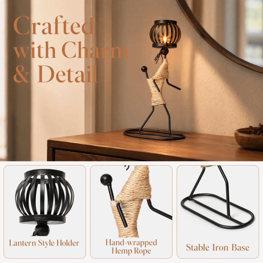 Figurines Style Candle Holder Iron Tea Candle Holder Lantern Shaped Candle Holder Home Decor Top Lantern