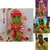 30cm Striped Green Elf Plush Toy For Christmas Gift