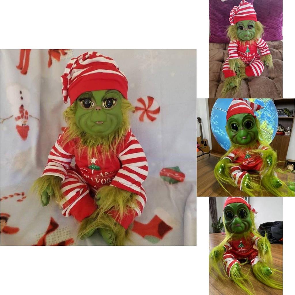 30cm Striped Green Elf Plush Toy For Christmas Gift