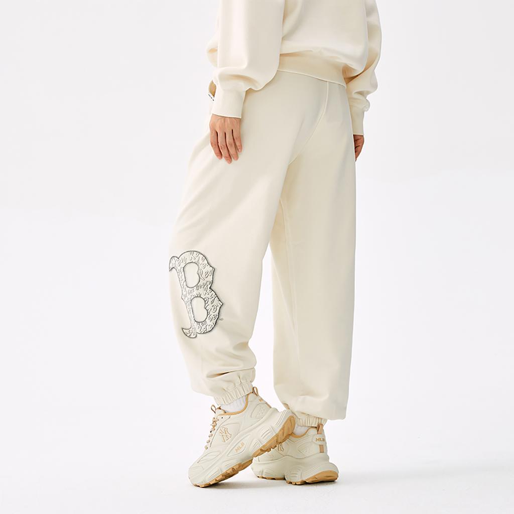 New MLB Boston Red Sox Basic Collection 25FW Knitted Sweatpants Unisex Standard Ivory 3APTB1454-43CRS