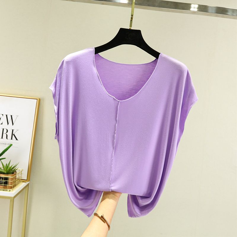 

Модальная женская летняя футболка без рукавов большого размера, свободный базовый топ, тонкая утягивающая майка, вязаный жилет с V-образным вырезом TARO M (recommended 40.00 kg-50.00 kg