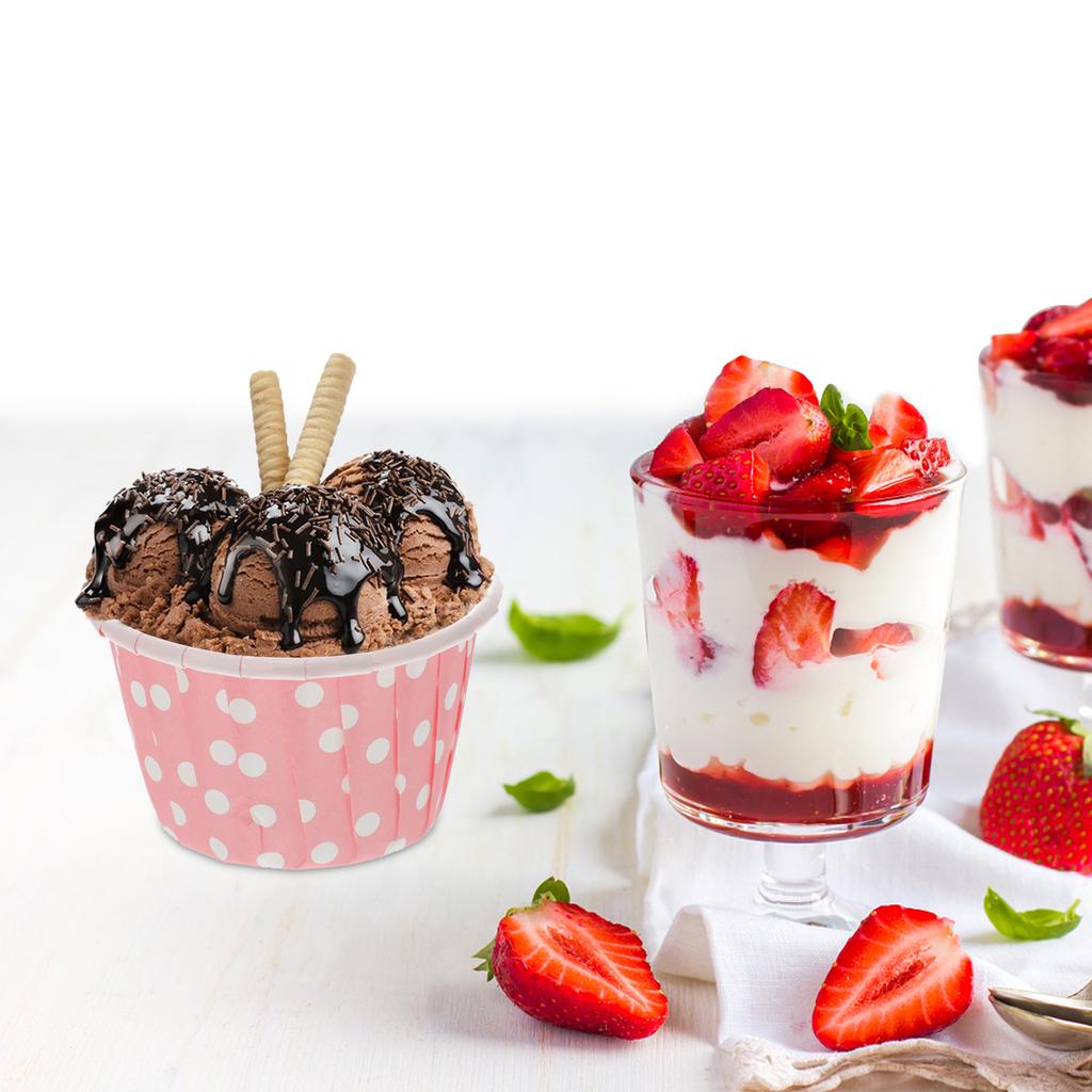 50Pcs Disposable Ice Cream Paper Cups Bowls For Jelly Pudding Mousse Yogurt Container Party Wedding Kitchen tableware
