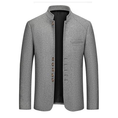 Herbst Winter Wollmäntel Herren Stehkragen Mode Slim Fit Wolloberbekleidung Einfarbig Business Casual Mantel