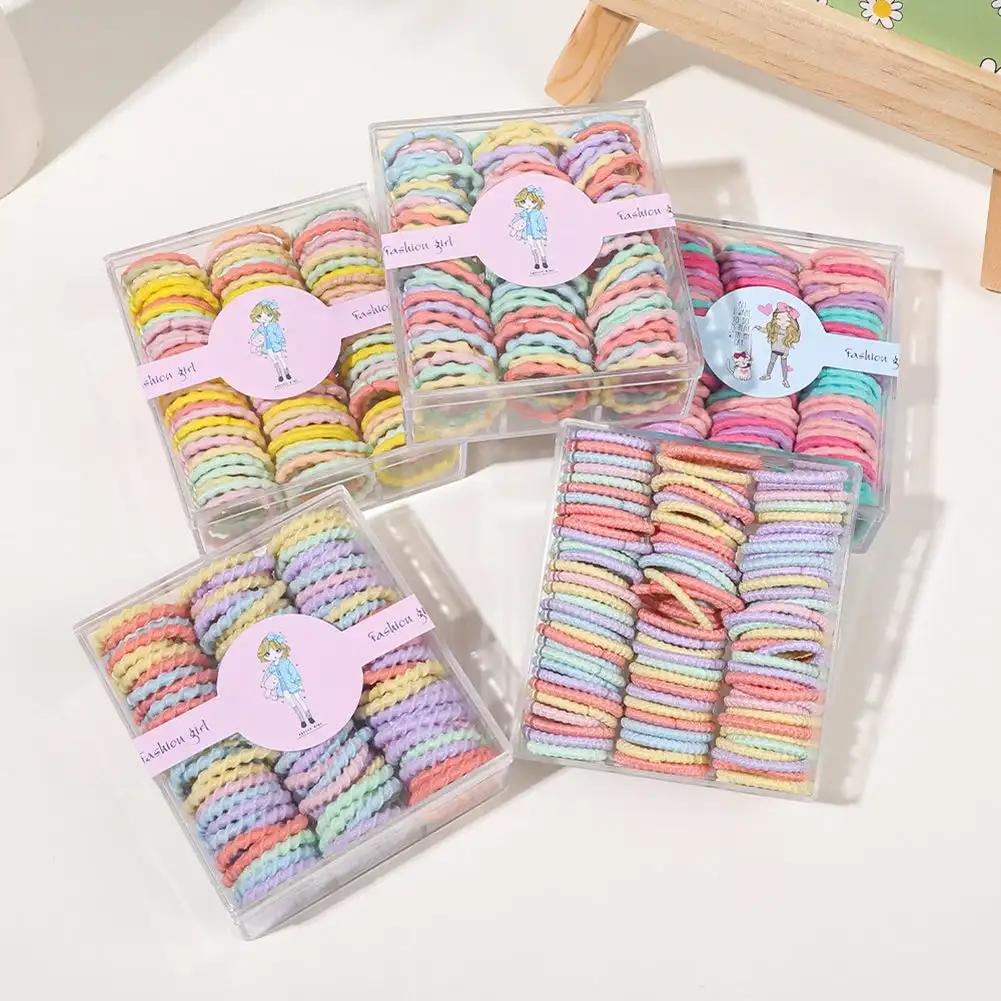100pcs/set Colorful Hair Bands Girl Candy Color Elastic Rubber Band Hair Band Child Baby Headband Scrunchie Hair Accessories