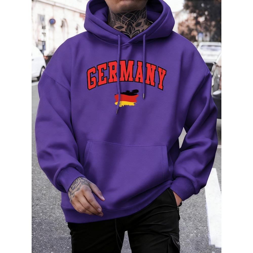 German Flag Brush Stroke Printing Hoodie Men Fleece Loose Pullover Autumn O-Neck Sportswear Unisex Colour Vintage Long Sleeve XL