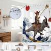 1Pc Funny Cat Dinosaur Print Waterproof Shower Curtain Partition Privacy Hanging Curtain, 12 Hooks, Multiple Sizes