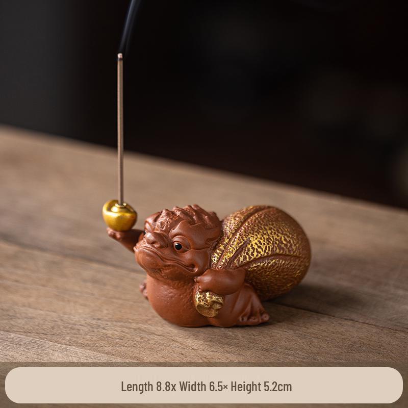 Golden Toad Wealth-Attracting Incense Holder – Ceramic Zen Sandalwood Burner for Tea Table