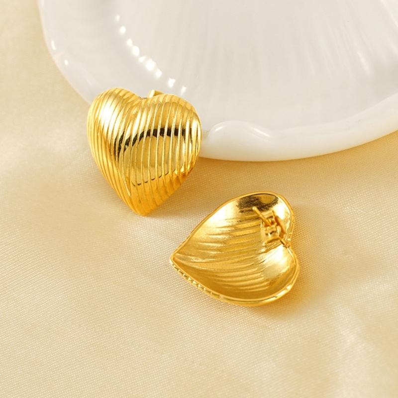 Gold Striped Earrings Stainless Steel Ear Studs Geometric Striped Ear Jewelry Suitable for Fashionable Teens Present