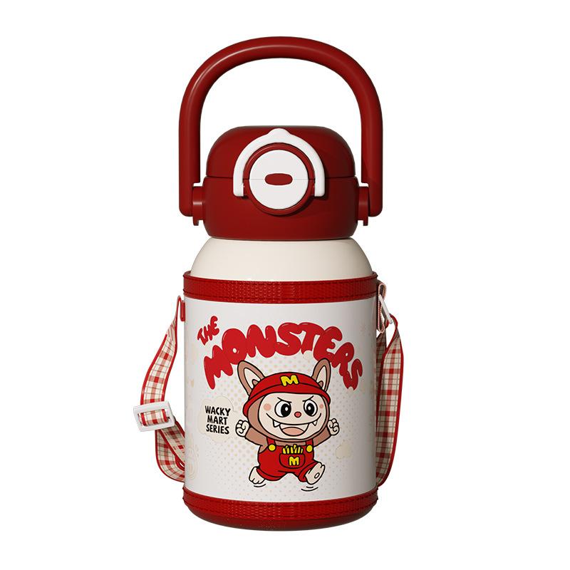 

Cartoon cute 316 stainless steel children s thermos cup, student school double drink straw cup, large capacity portable water cup 550ml