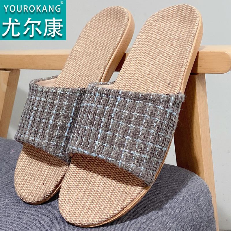 

Новые льняные тапочки на легкой подошве из ЭВА, женские летние для дома, парные, для помещений, с мягкой подошвой, нескользящие, прохладные тапочки, мужские летние 44-45 (positive size)