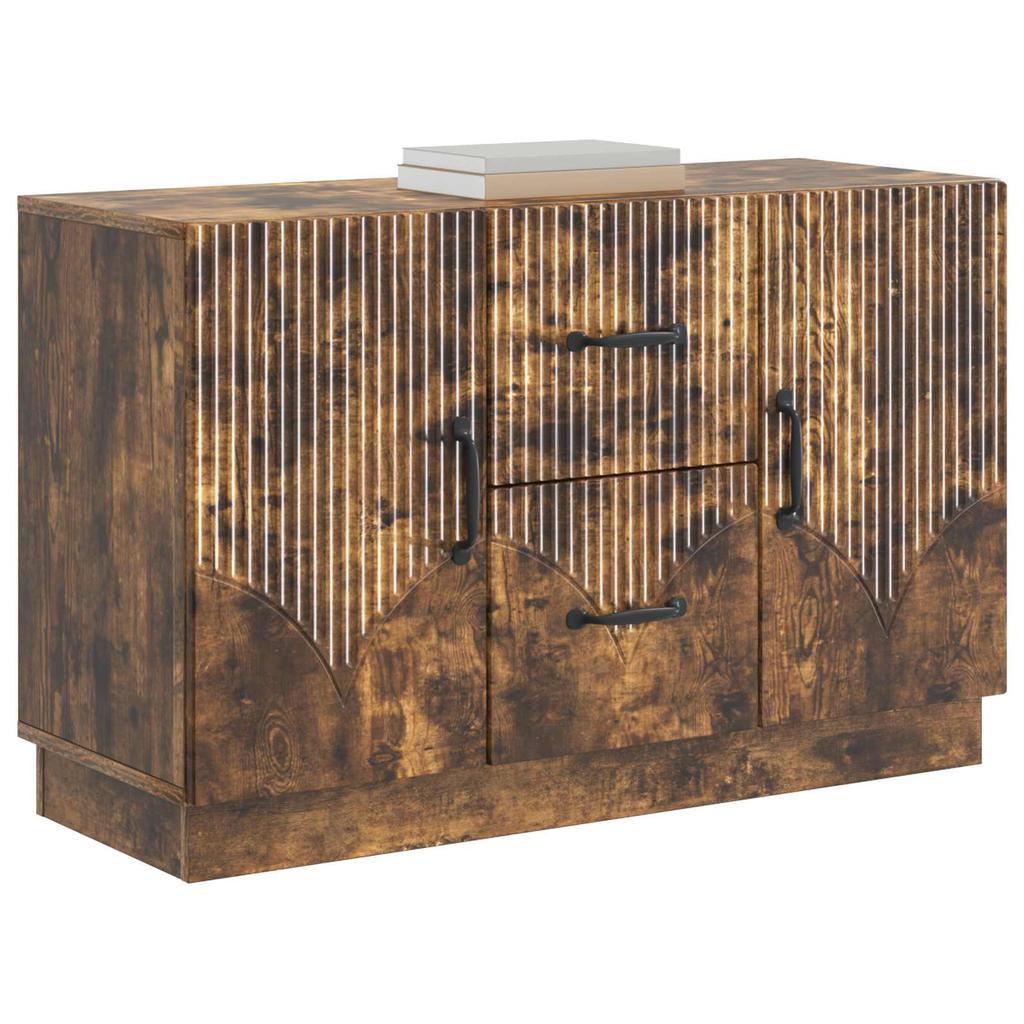Sideboard Smoked Oak 89 x 34.5 x 57 cm Wood Based Material