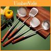 Stainless Steel Cooking Spatula Set With Wooden Handles For Home Kitchen Cooking And Stir Frying