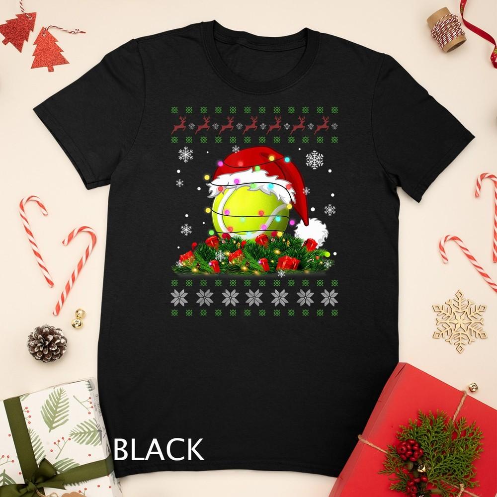 

Tennis Ugly Sweater Christmas Pajama Lights Sport Lover Unisex T-shirt XL