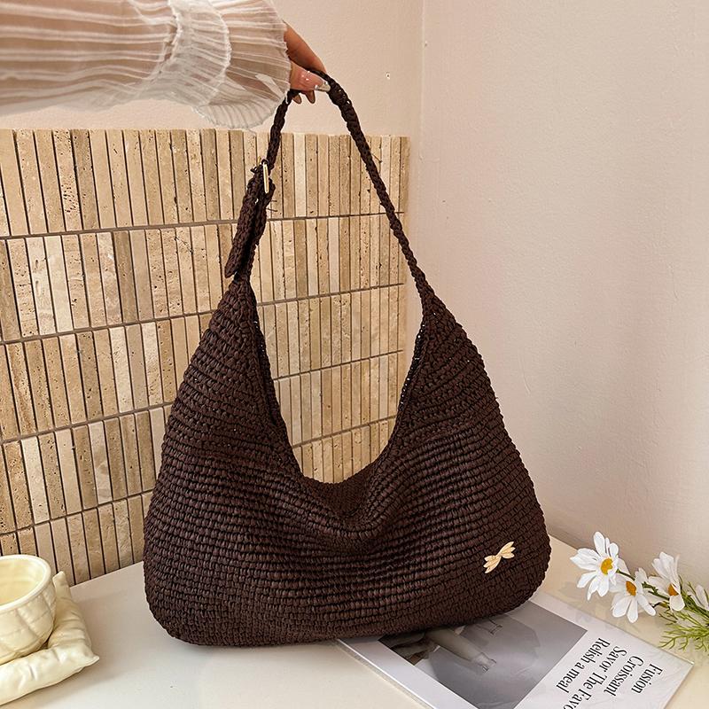 Summer Casual Straw Solid Color Large Capacity Youth Shoulder Bag for Women Popularity Beach Vacati Crossbody Bags