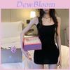 Art Vintage Knit Sleeveless Short Dress With Backless Design For Summer Casual Wear