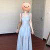 French Blue Square Neck Suspender Dress Women's Summer Seaside Vacation Temperament Waist Thin Fluffy Long Dress Women's Clothing