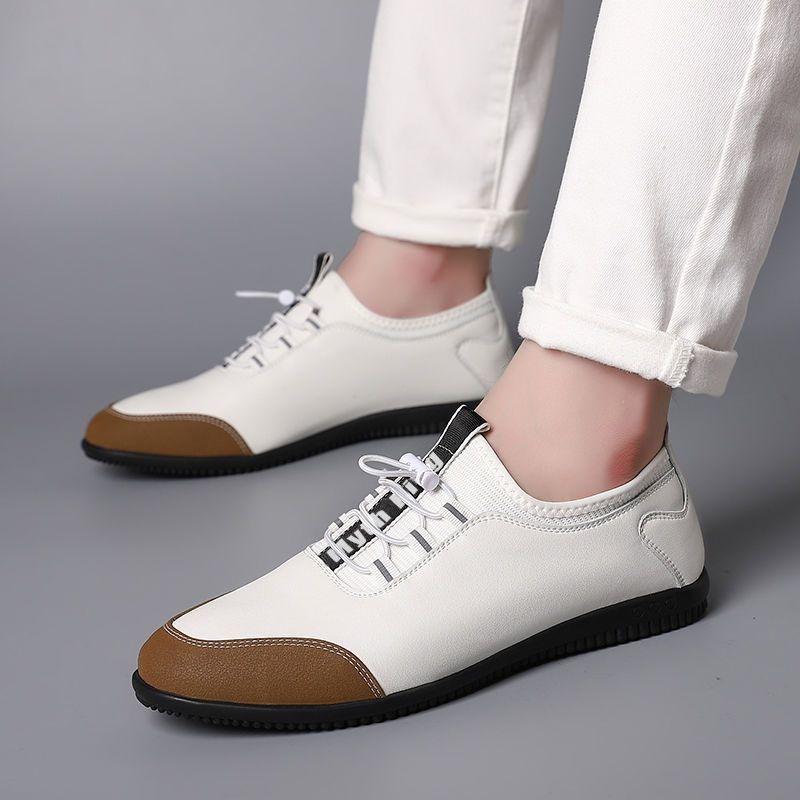 Men's shoes driving soft-soled shoes trendy men's high-end leather shoes white shoes casual shoes board shoes summer