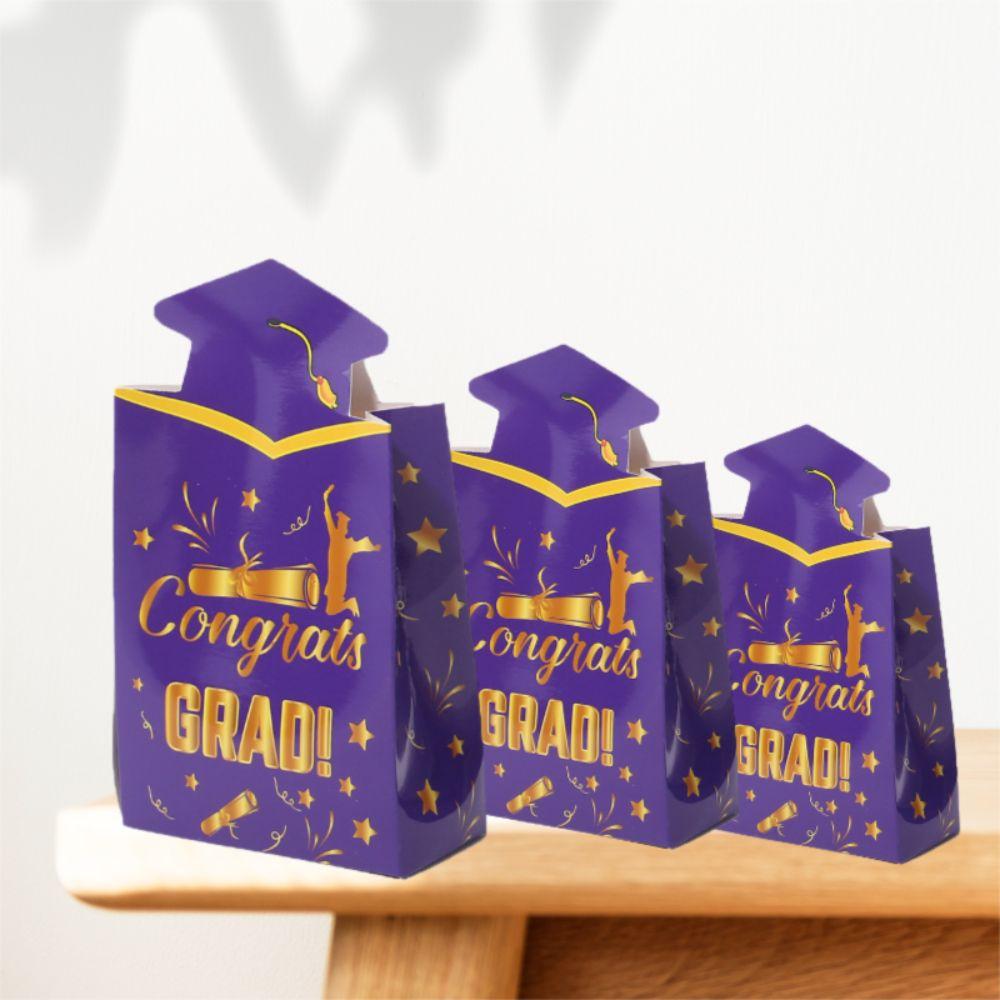 20pcs Paper Material Doctoral Cap Box Celebration Candy Gift Bag Favor Packaging Box  Graduation