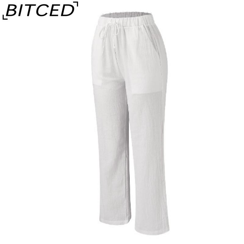 BITCED Women's Fashion Casual Solid Color Print Pants & Capris