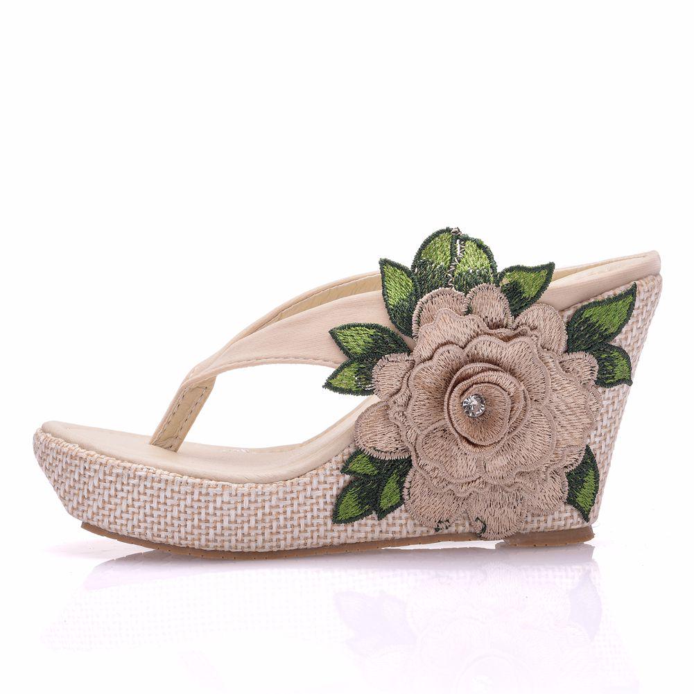 Woman Slippers Home Casual Beach Flip Flops Lady Sandals Summer Sexy High Heels