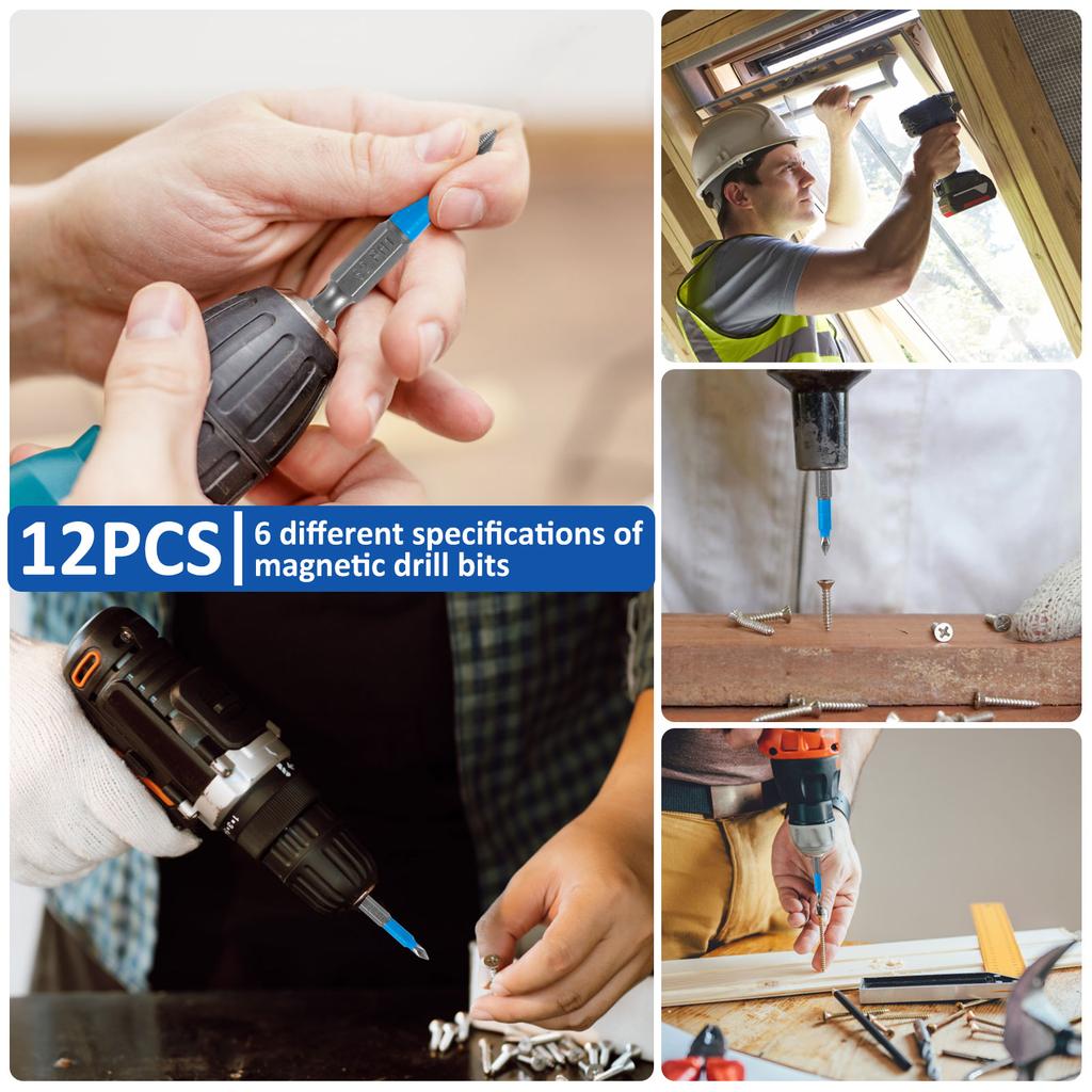 24Pcs Cross Head Screwdriver Bits 1/4 Inch Hex Shank Cross Slot Impact Driver Bit Set PH1 PH2 PH3 PZ3 Electric Screwdriver Tool