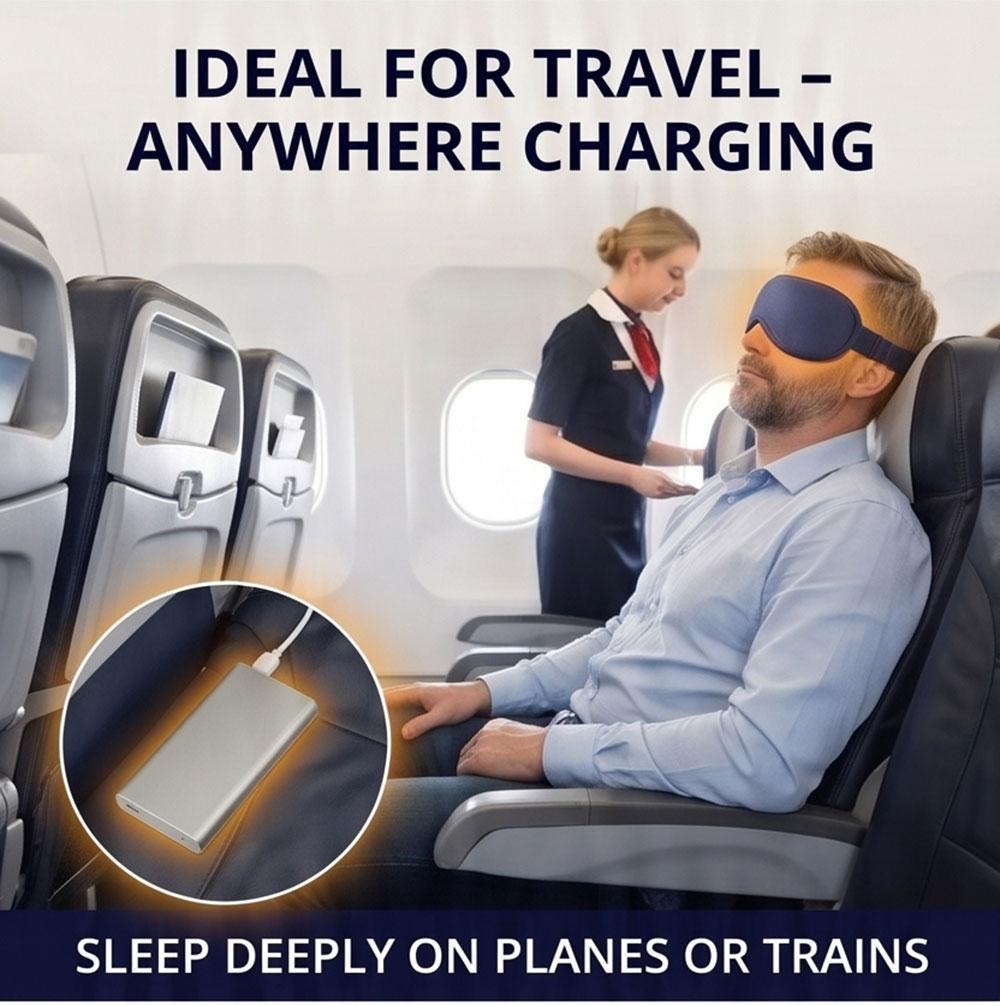 New Smart Electric Heated Vibrating Eye Mask USB Massager Sleep Cover 3-Level Warm 6Speed Adjustable Breathable with LED Digital Display Promote Sleep