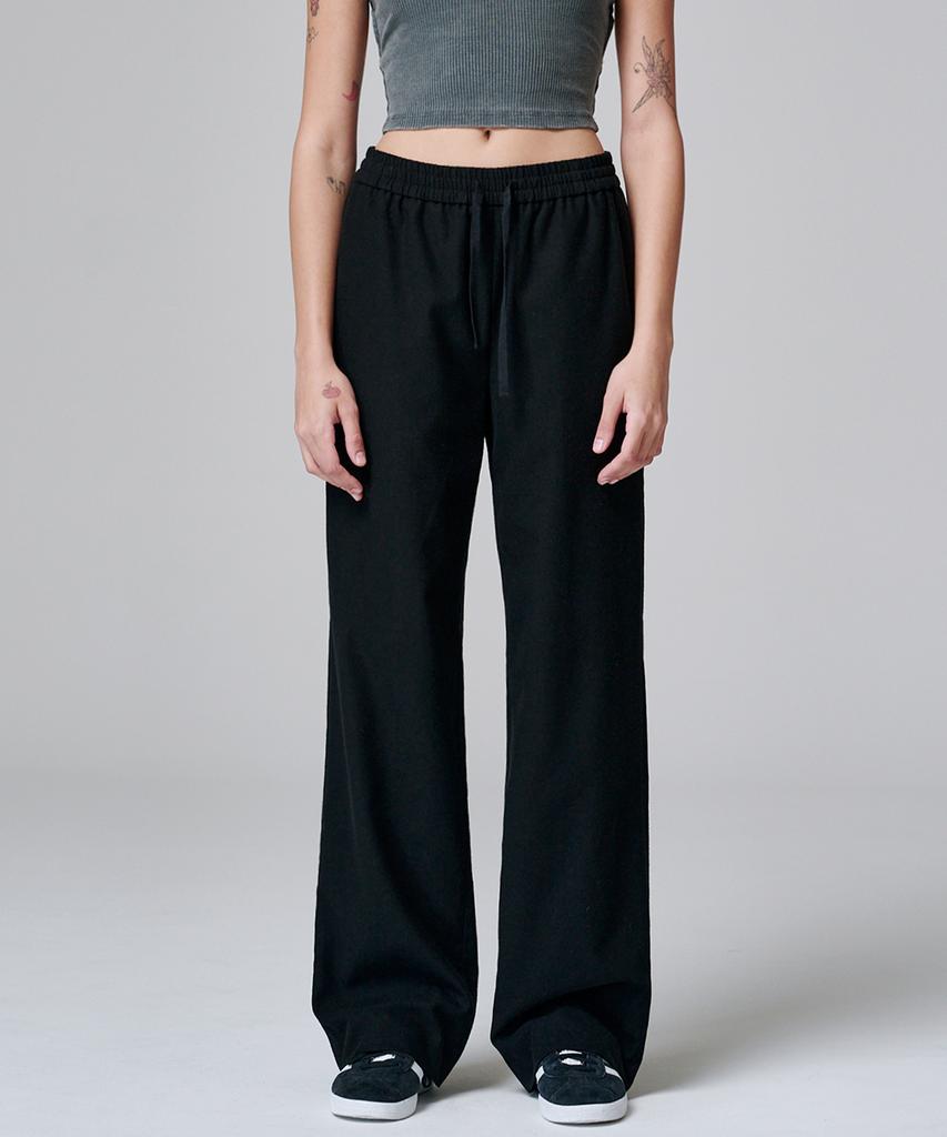 MALOUPE 2136 Wide Elastic Waist Pants (Black)