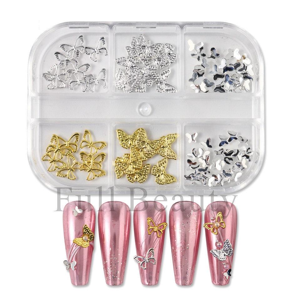 

Французская металлическая бабочка с бриллиантами для дизайна ногтей DIY Каменные украшения Красочные блестки DIY Дизайн ногтей из металла