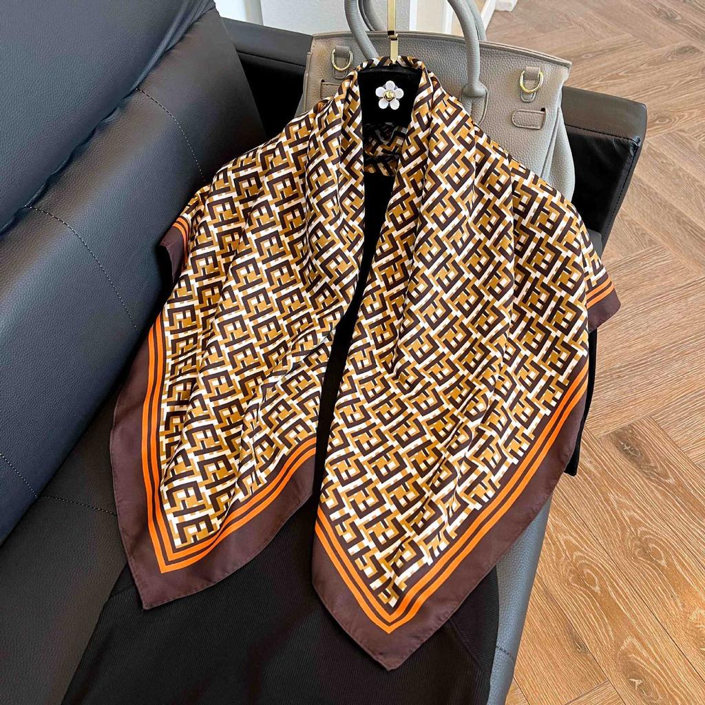 91Cm square scarf silk scarf women's new literary and fashion scarf accessories autumn and winter retro versatile shawl