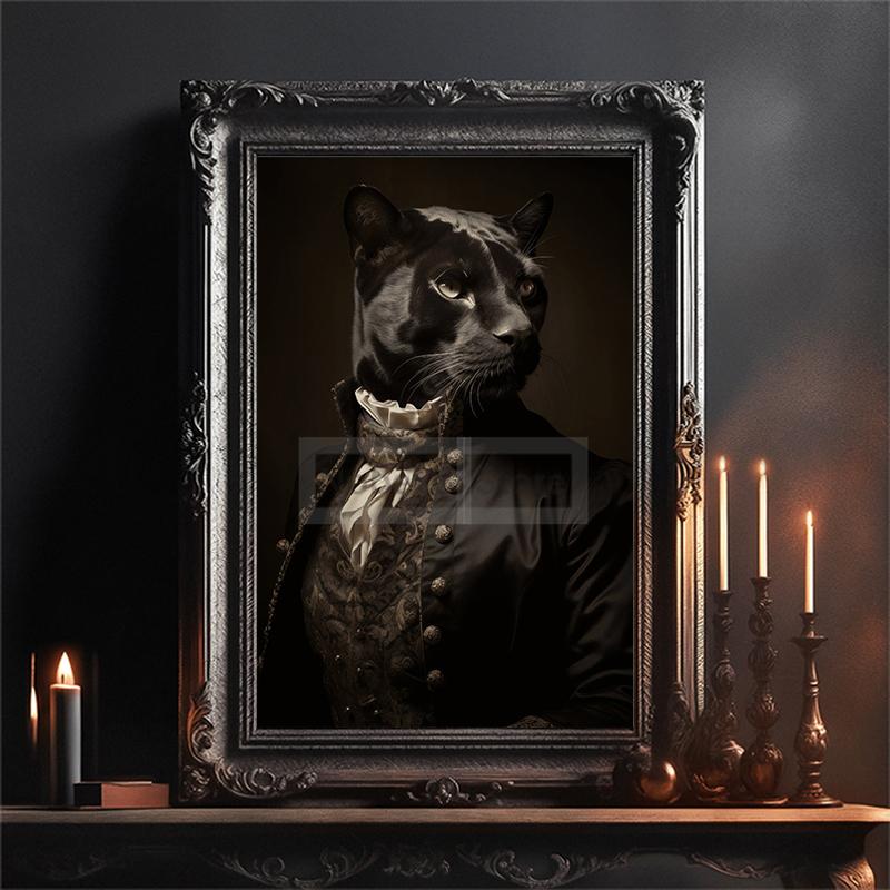 Affiche vintage de portrait d'animal victorien Goth Cottagecore Dark Prints Peinture sur toile Art mural Photos Décoration de chambre à coucher vintage