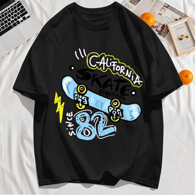 California Skate Number 82 Printing Tee Shirts O-Neck Summer Streetwear Oversize Soft Cotton Clothing T-Shirt