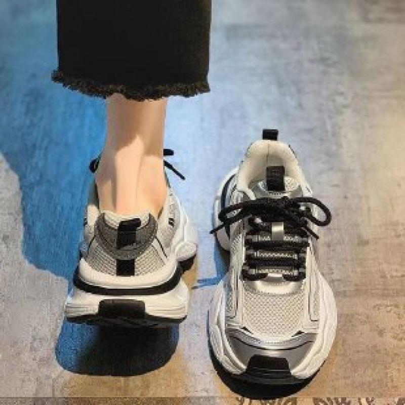 Color matching dad shoes 2025 autumn new Korean version of women's breathable sports shoes negotiation casual single shoes breathable mesh shoes