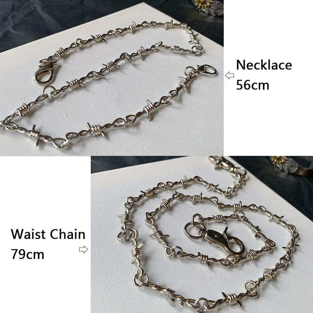 Modische Metall-Hosenkette Hip Hop Dornen Draht Lange Taillenkette Grunge Goth Punk Halskette Damen Herren Jeans Zubehör