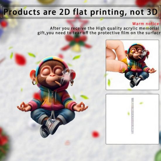 Auto Lufterfrischer Clips Niedlicher Affe Acryl Auto Lüftungsklemme mit Duftschwamm 2D Klimaanlagen Clip Dekoration für Armaturenbrett Neuheit Geschenk für Auto