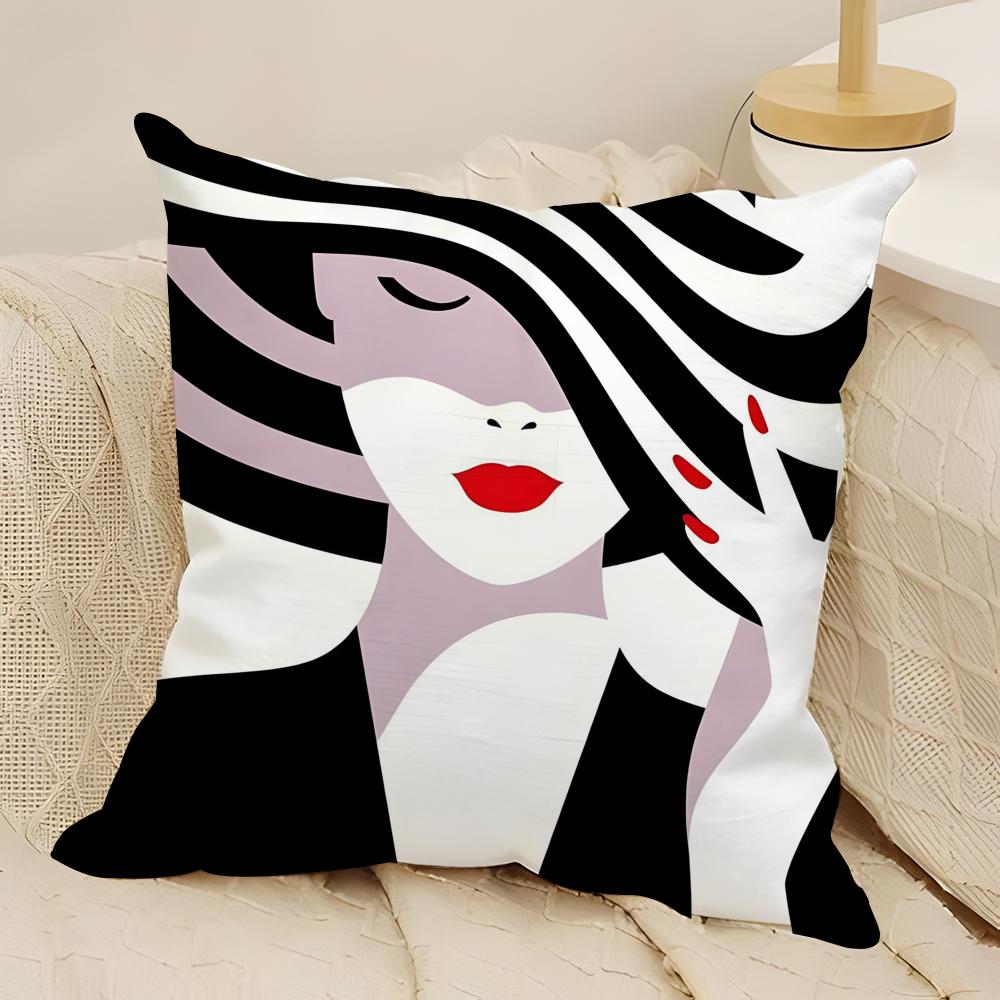 Minimalistischer Illustrator Malika Favre Kissenbezug Naturleinen Beidseitiger Druck Sofa Heimdeko Kissenhülle