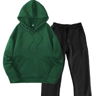 Spring and Autumn New Two-piece Set Beauty Size Hooded Set Fleece Sweater Fashion Casual Sports Couple