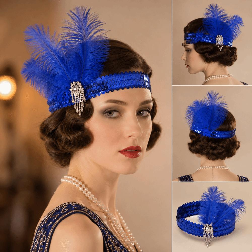 Jaren '20 Damesveer Hoofdband Pailletten Meisjes Haar Hoepel Veer Hoofdtooi Feest Haaraccessoires