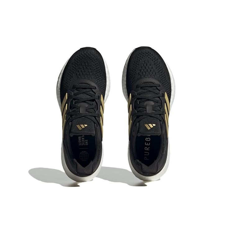 New Adidas PureBoost 23 Shoes 'Black Gold Metallic' Women's IF2391