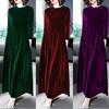 Women's Plus Size Dress Spring Autumn Long Gold Velvet Dress Loose Retro A-Line Dress