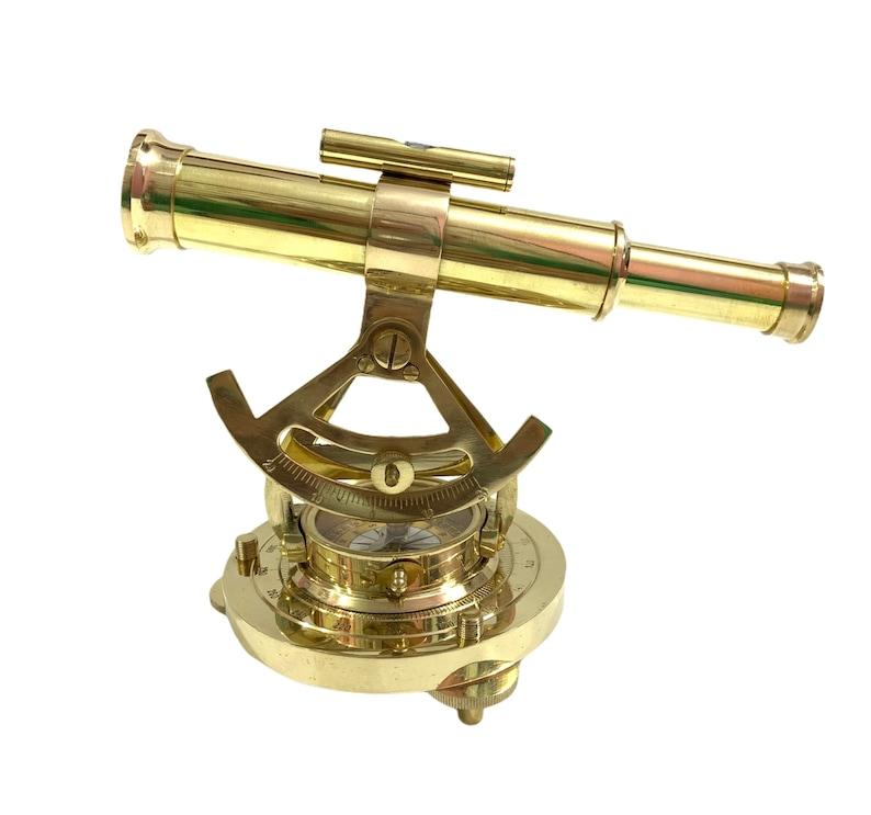 

Brass Theodolite Telescope with Compass: Nautical Desk Decor M