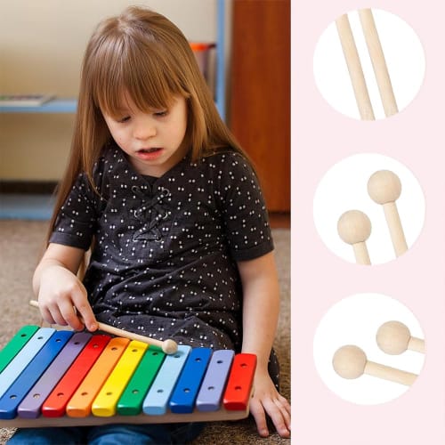 2 Xylophone Mallets, Wooden Mallets, and Hammers for Making Xylophones, Bells, Woodblocks, and Bells (2 Maple Pieces)