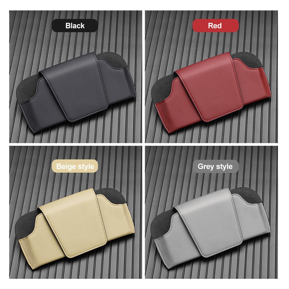 Car Glasses Holder Case Leather Auto Sun Visor Sunglasses Clip Glasses Hanger Card Ticket Holder Multi-Function Car Interior Storage