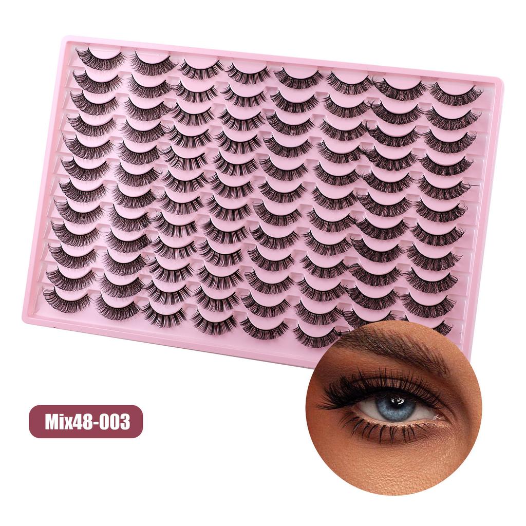 48 Pairs Of Large-Capacity False Eyelashes Dd Curled Chemical Fiber Thick Three-Dimensional False Eyelashes