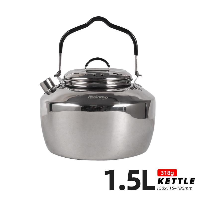 Portable Outdoor Stainless Steel Camping Kettle - Perfect for Hiking, Fishing, Picnics, and Self-Driving Trips