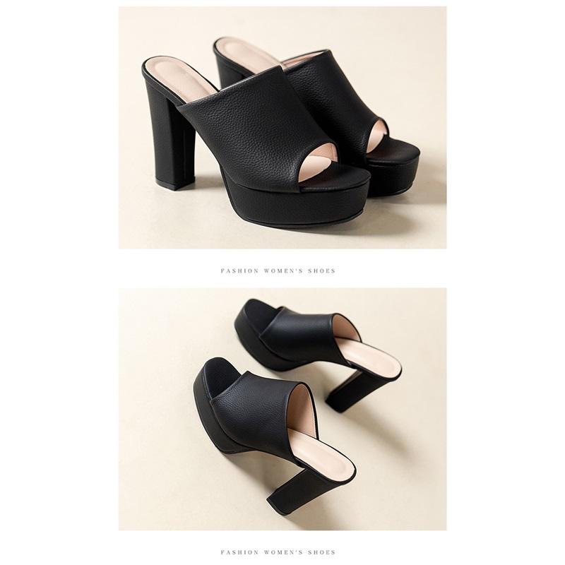 Sommer Damen Pantoletten mit Fischmaul Lässig Stilvoll Klobige Absätze Dicke Sohle Offene Zehenpartie Pantoletten Europäisches und Amerikanisches Design Retro-Mode