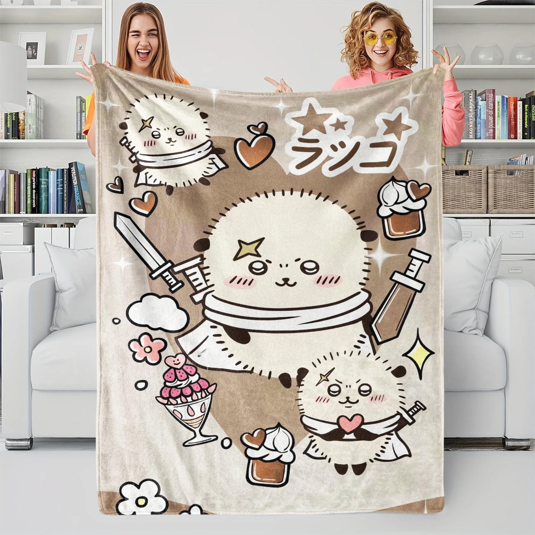

Cute Chiikawas Printed Blanket Soft Comfort Flannel Throw Multifunctional Leisure Blanket for Home Office Camping Travel Gift 70x100cm