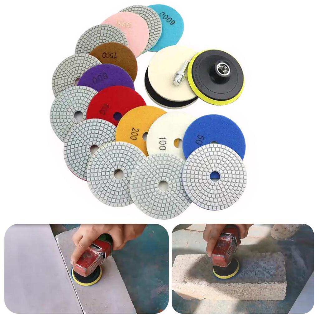 12Pcs Diamond Polishing Disc Diamond Polishing Pad Grinding Pad With Backing Plate Grinding Disc For Tiles Marble Granit