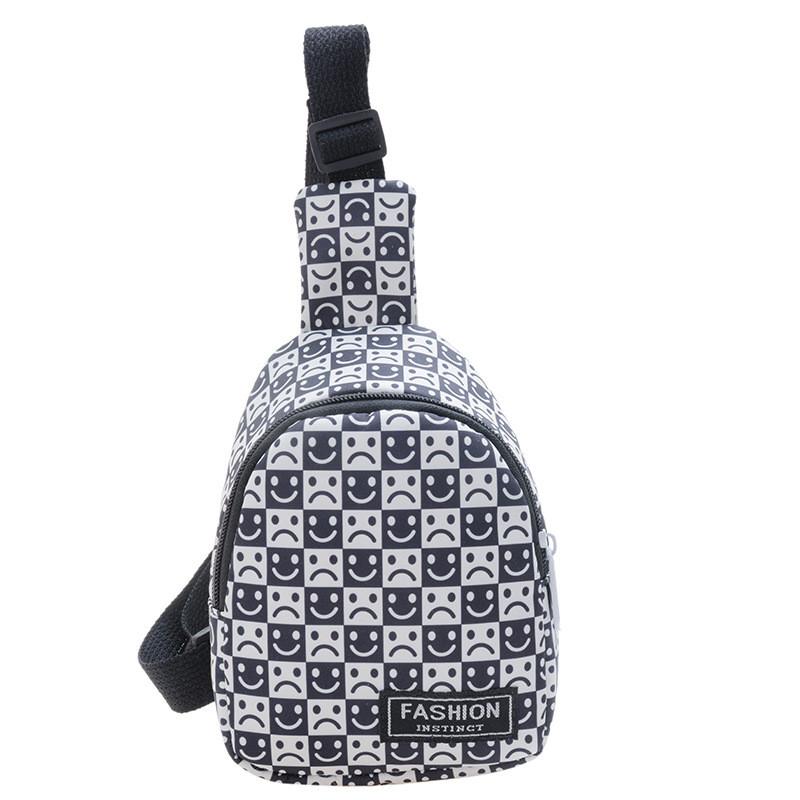 Checkerboard Shoulder Printed Bag Casual Chest Bag Children Crossbodybag Outdoor