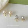 Red pearl ear clips~ niche design simple temperament pearl stud earrings autumn and winter fashion high-end earrings without earrings